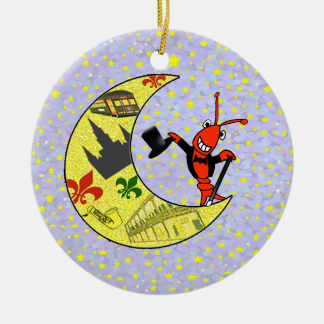 Ornement En Céramique Croissant de lune de casquette supérieur (Devant)