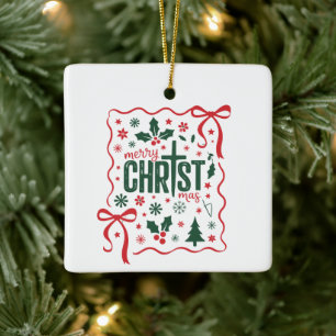 Ornement En Céramique Croix de Noël chrétienne Signe Jésus-Christ Foi