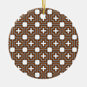 Ornement En Céramique Croix et Carré Orange - Ornament