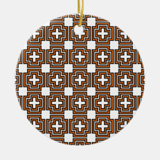 Ornement En Céramique Croix et Carré Orange - Ornament