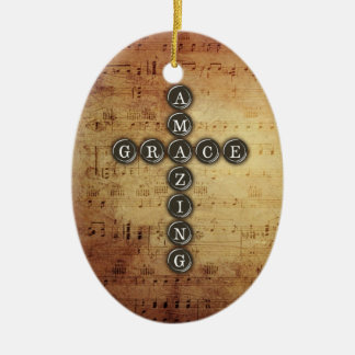 Ornement En Céramique Croix extraordinaire de grâce sur la feuille de