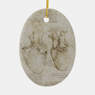 Ornement En Céramique Croquis humains d'anatomie du coeur de da Vinci
