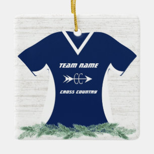 Ornement En Céramique Cross Country Running Chemise Blue avec photo