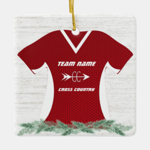 Ornement En Céramique Cross Country Running Chemise rouge avec photo
