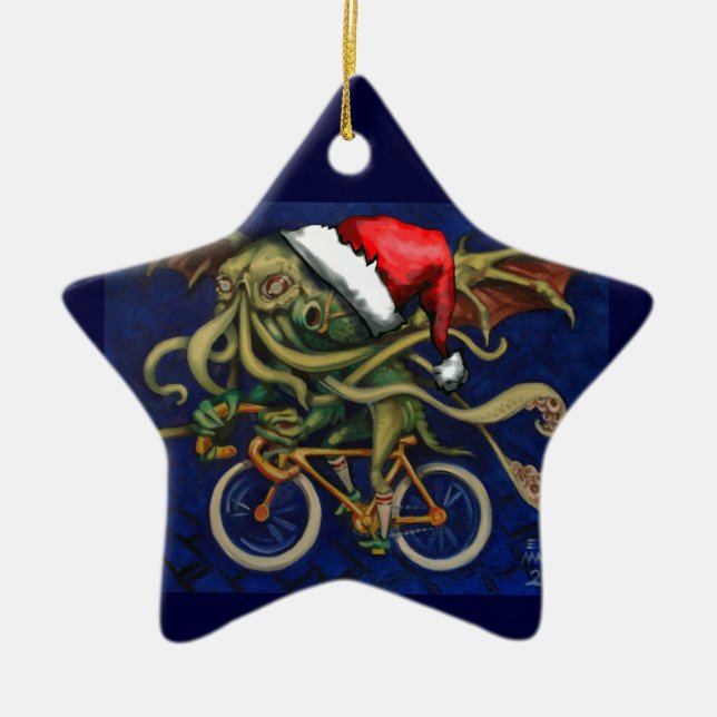 Ornement En Céramique Cthulhu sur une bicyclette (Devant)