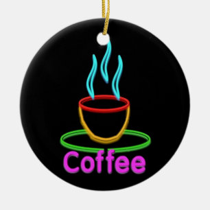 Ornement En Céramique Cuisson à la vapeur de la tasse de Coffe au néon