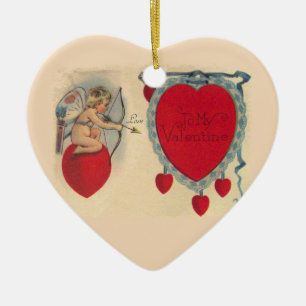 Ornement En Céramique Cupidons Saint Valentin Message Ornament