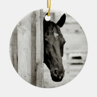 Ornement En Céramique Curieux Cheval noir