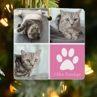 Custom Cat Photo Collage Pretty Pink Double Sided