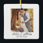 Ornement En Céramique Custom Couple Photo Ornament Personalized Gift<br><div class="desc">Create a beautiful keepsake with this personalized couple photo ornament. Add your favorite photo and names to make a unique romantic gift for anniversaries,  weddings,  or Christmas.</div>