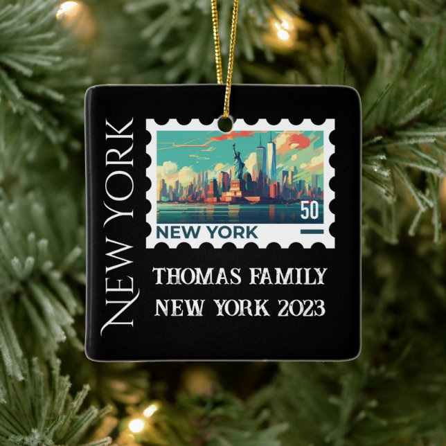 Ornement En Céramique Custom Family Vacances New York Christmas Tree (Arbre)