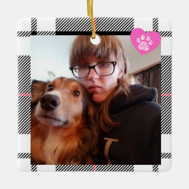 Ornement En Céramique Custom My Bestie has Four Paws Chirstmas  (Devant)