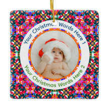 Custom Photo Merry Christmas Modern Colorful