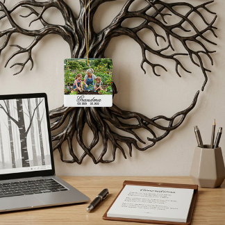 Ornement En Céramique Custom Photo Square Grandma Family Keepsake
