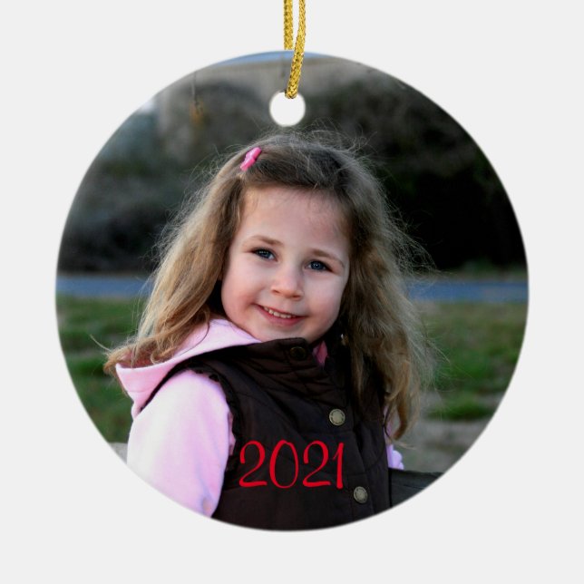 Ornement En Céramique Customizable photo Christmas ornament gift (Devant)