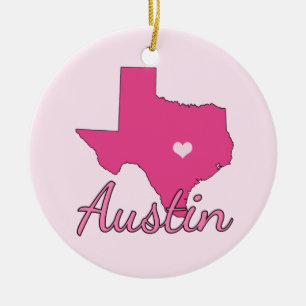 Ornement En Céramique Cute Austin Texas Girl Rose