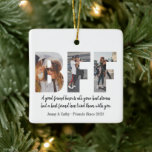 Ornement En Céramique Cute BFF 3 Photo Collage Best Friend Besties Quote<br><div class="desc">Modern BFF Photo Collage Best Friend Besties Quote Ornament Best friends are the sisters that life gives us! A tribute to the bond only best friends understand, this print features 3 of your favorite photos of you and your BFF. You can easily customize the photo, quote names and color of...</div>