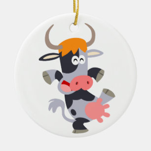 Ornement En Céramique Cute Dancing Cartoon Cow Ornament