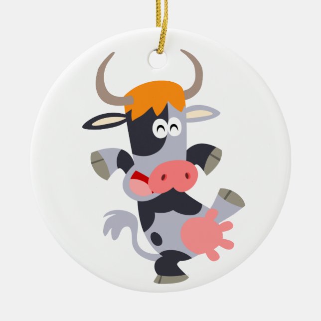 Ornement En Céramique Cute Dancing Cartoon Cow  Ornament (Devant)