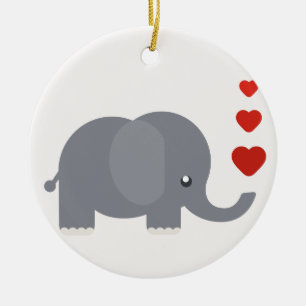 Ornement En Céramique Cute elephant with hewhimsical love