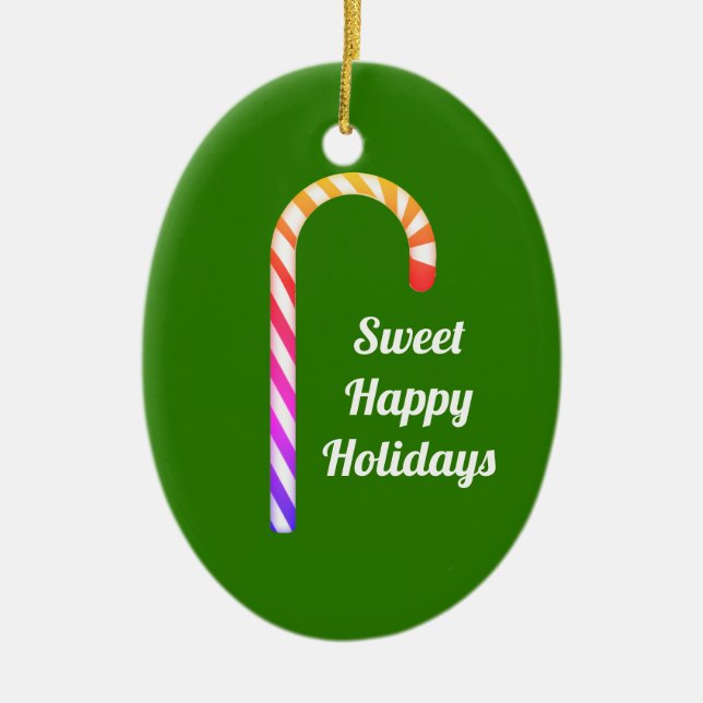 Ornement En Céramique Cute Fruity Candy Cane Sweet Holidays Ornament (Devant)