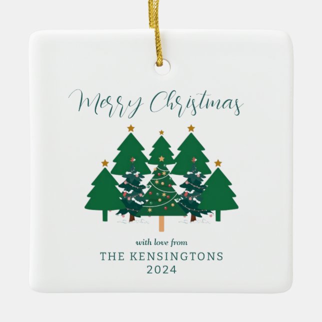 Ornement En Céramique Cute Modern Rustic Christmas Trees  (Devant)