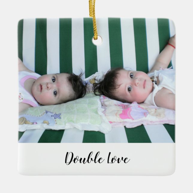 Ornement En Céramique Cute One Photo Twins Double Love (Devant)