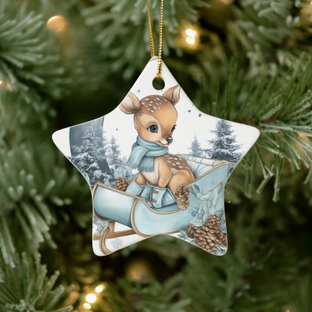 Ornement En Céramique Cute Reindeer Ornament – Starry Christmas Decor (Arbre)