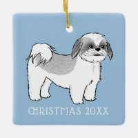 Cute Shih Tzu Gris et Blanc Dessin Personnalisé