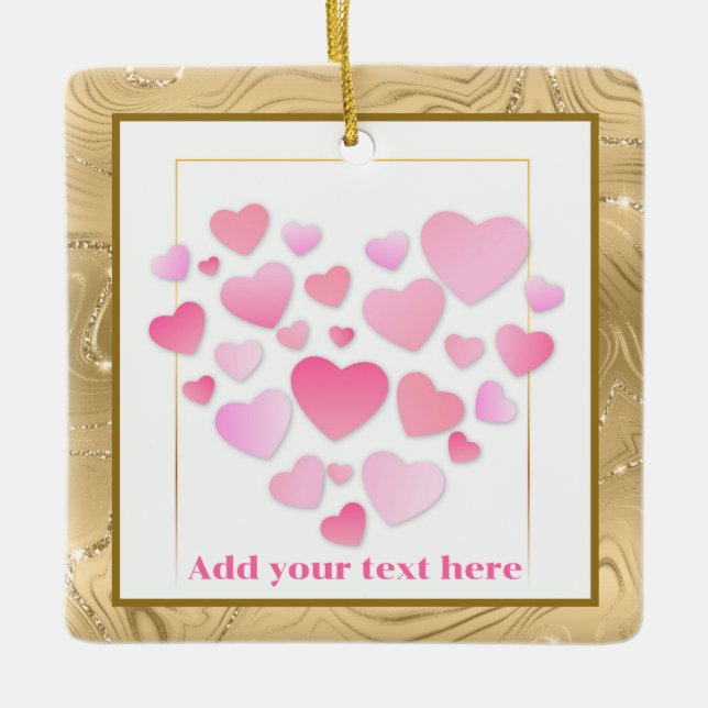 Ornement En Céramique Cute Style Pink Hearts Romantic Valentine's Day (Devant)