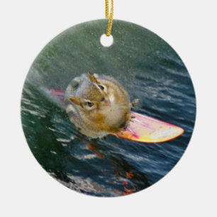 Ornement En Céramique Cute Surfing Chipmunk