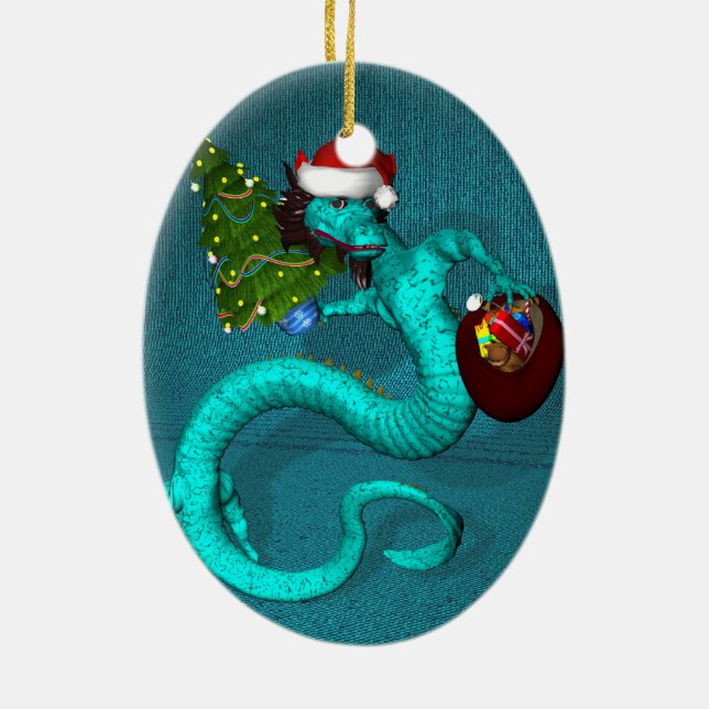 Ornement En Céramique Cyan Dragon (Dos)