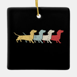 Ornement En Céramique Dachshund Rétro Vintage
