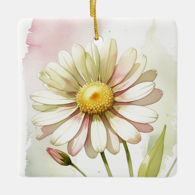 Ornement En Céramique Daisy Watercolor Flower Modern Professional (Devant)