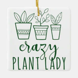 ORNEMENT EN CÉRAMIQUE DAME PLANTE CRAZY