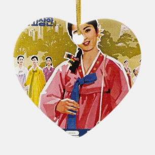 Ornement En Céramique Dames coréennes portant Hanbok