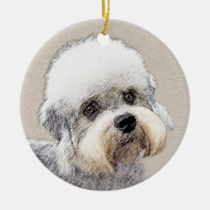 Ornement En Céramique Dandie Dinmont Terrier Peinture Chien Art original