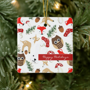 Ornement En Céramique Dans la forêt Motif de Noël