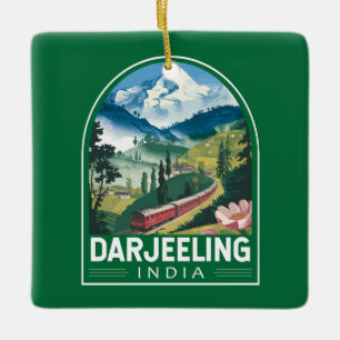 Ornement En Céramique Darjeeling Inde Travel Art Emblem