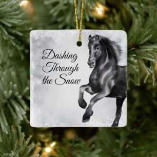 Ornement En Céramique Dashing Through the Snow Beautiful Horse Christmas