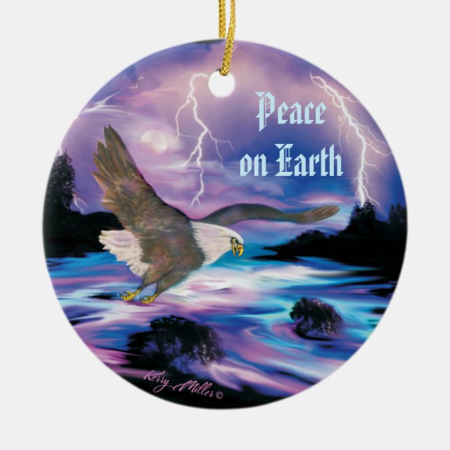 Ornement en céramique de Bald Eagle (Devant)