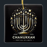 Ornement en céramique de Chanukkah<br><div class="desc">Ornement en céramique de Chanukkah avec une citation sur le dos festival juif, qui a duré huit jours à partir du 25ème jour de Kislev (en décembre) et commémorer la réinauguration du Temple en 165 avant JC par les Maccabées après sa profanation par les Syriens. Il est marqué par l'allumage...</div>