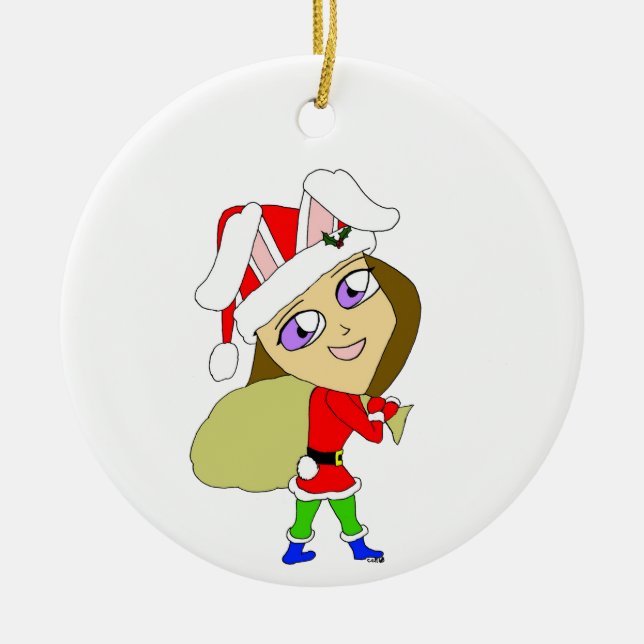 ornement en céramique de chibi bunnygirl (Devant)