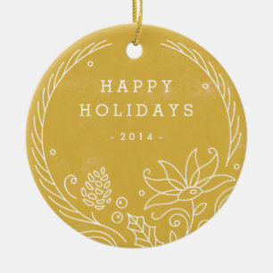 Ornement en céramique de couronne florale - Or