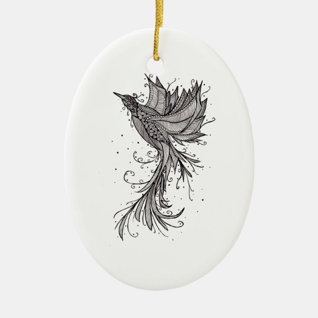 Ornement en céramique de Lineart Phoenix (Devant)