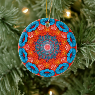 Ornement en céramique de mandala floral psychédéli
