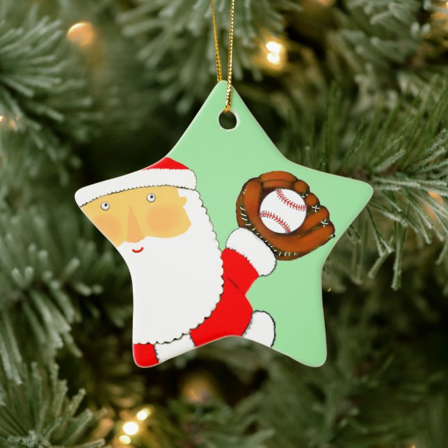 Ornement en céramique de Noël de baseball (Arbre)