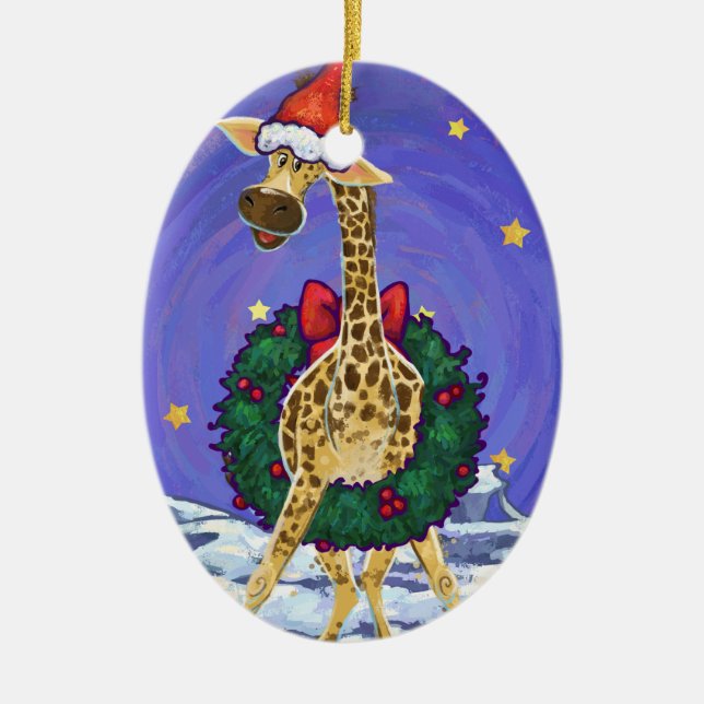 Ornement en céramique de Noël de Giraffe (Devant)