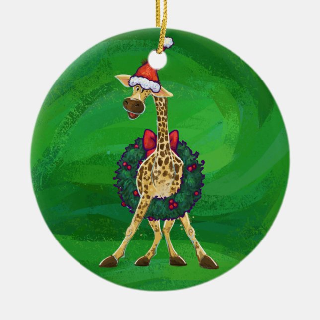 Ornement en céramique de Noël de Giraffe (Devant)