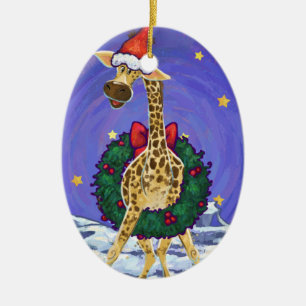 Ornement en céramique de Noël de la Giraffe